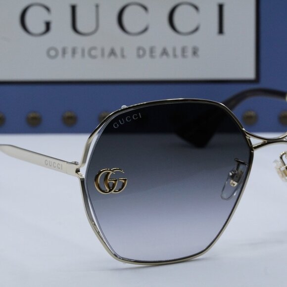 FINAL PRICE NEW GUCCI GG0818SA 005 GOLD GREY SUNGLASSES - Picture 7 of 10